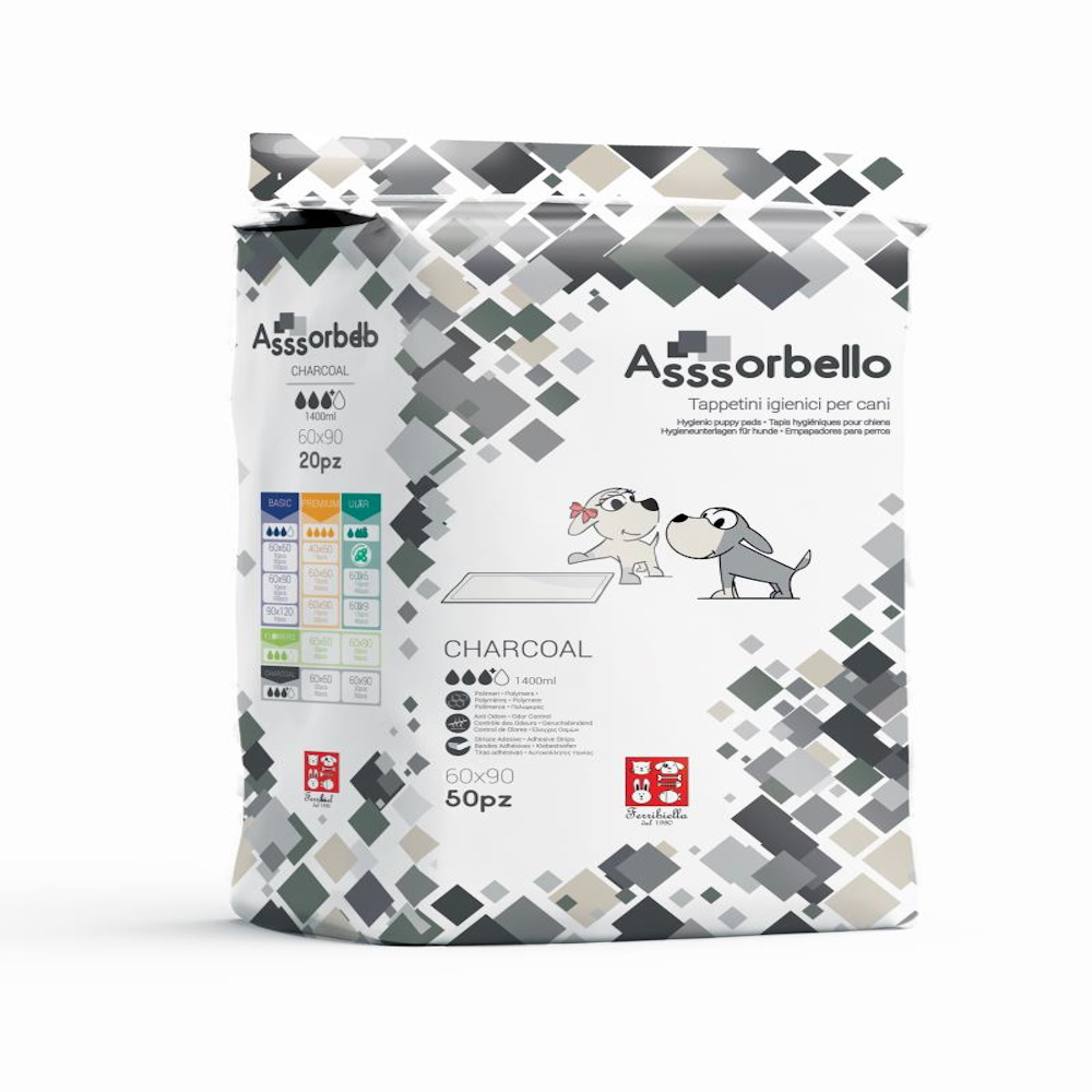 Ferribiella Assorbello Charcoal Tappetini Igienici con Carbone | Zeus Pet Shop