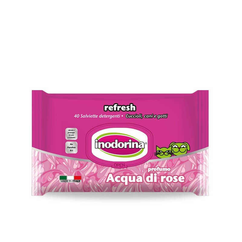 Inodorina Refresh Salviette Acqua di Rose per Cani e Gatti | Zeus Pet Shop