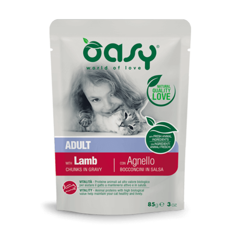 Oasy Cat Bocconcini in salsa per Gatto Gusto Agnello 85 gr