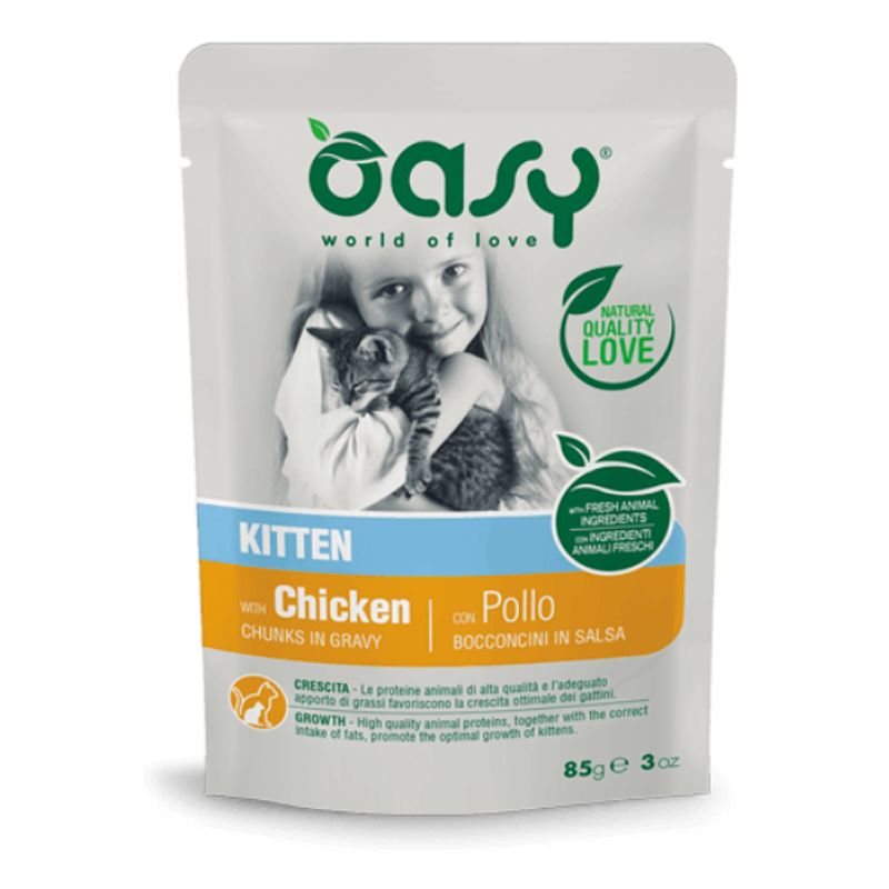 Oasy Cat Bocconcini in salsa per Gattini Gusto Pollo 85 gr | Zeus Pet Shop