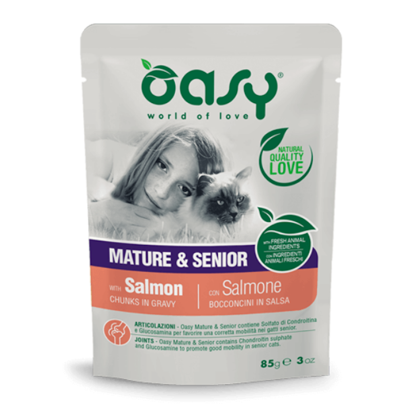 Oasy Mature & Senior Bocconcini in Salsa Gatto Gusto Salmone 85 gr