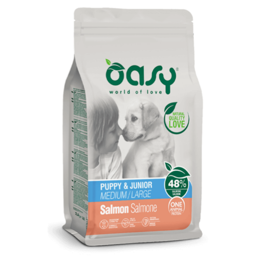 Oasy Puppy Medium/Large Crocchette per Cuccioli Gusto Salmone | Zeus Pet Shop