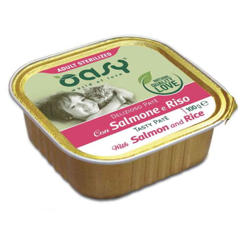 Oasy Delizioso Patè per Gatti Sterilizzati Gusto Salmone e Riso 100 gr | Zeus Pet Shop