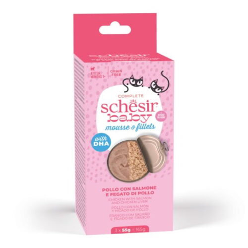 Schesir Baby Filetti e Mousse Gattini Salmone e Pollo Multipack 3 X 55 gr | Zeus Pet Shop
