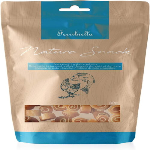 Ferribiella Nature Snack Cane Bocconcini Pollo e Merluzzo 80 gr | Zeus Pet Shop