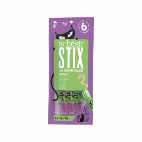 Schesir Stix Snack Crema per Gatto Adulto Gusto Anatra 6x15 gr | Zeus Pet Shop