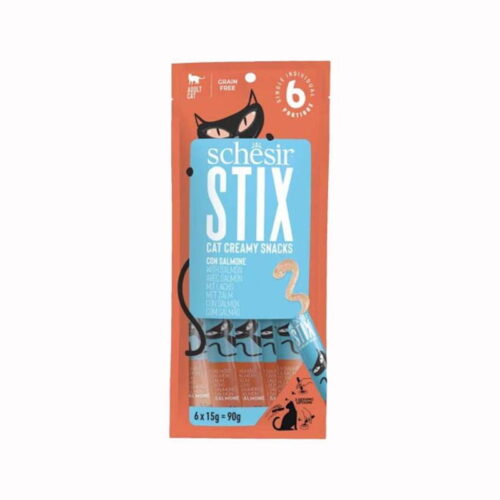 Schesir Stix Snack Crema per Gatto Adulto Gusto Salmone 6x15 gr | Zeus Pet Shop