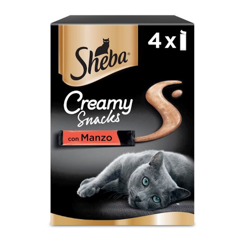 Sheba Creamy Snacks per Gatto Gusto Manzo Multipack 4x12 gr | Zeus Pet Shop