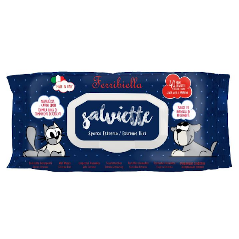 Ferribiella Salviette Detergenti Cane e Gatto Sporco Estremo 40 Pezzi | Zeus Pet Shop