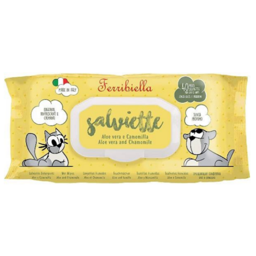 Ferribiella Salviette Detergenti Cane e Gatto Aloe Vera e Camomilla 40 Pezzi | Zeus Pet Shop