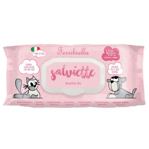 Ferribiella Salviette Detergenti Cane e Gatto Sensitive Bio 40 Pezzi | Zeus Pet Shop