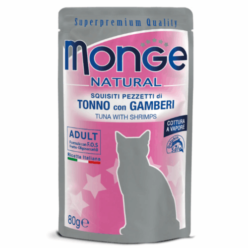 Monge Natural Bustine Gatto Adulto Tonno e Gamberi 80 gr | Zeus Pet Shop