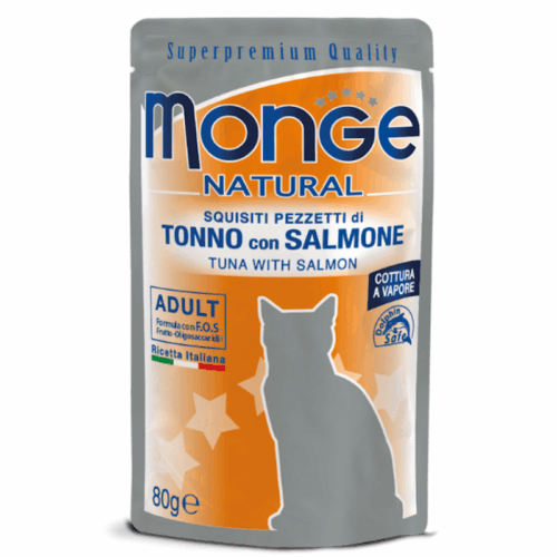 Monge Natural Bustine Gatto Adulto Tonno e Salmone 80 gr | Zeus Pet Shop